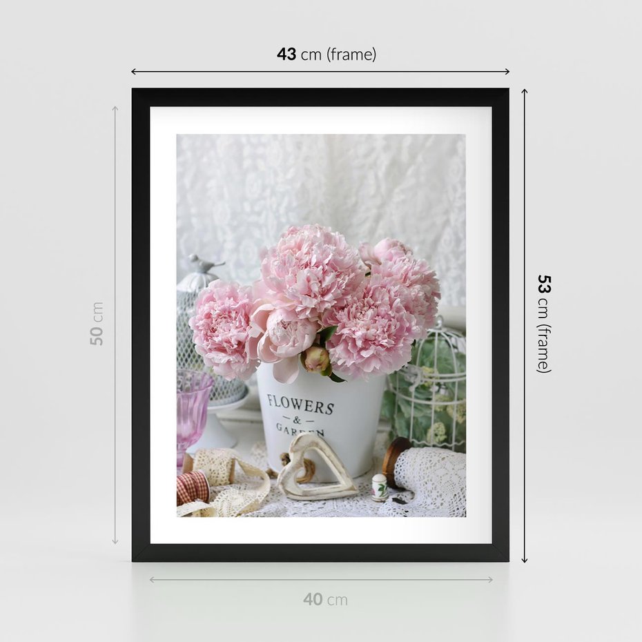 Plakat w ramie 40x50 - Miłość w powietrzu - kwiaty, romantyczne - rama czarna