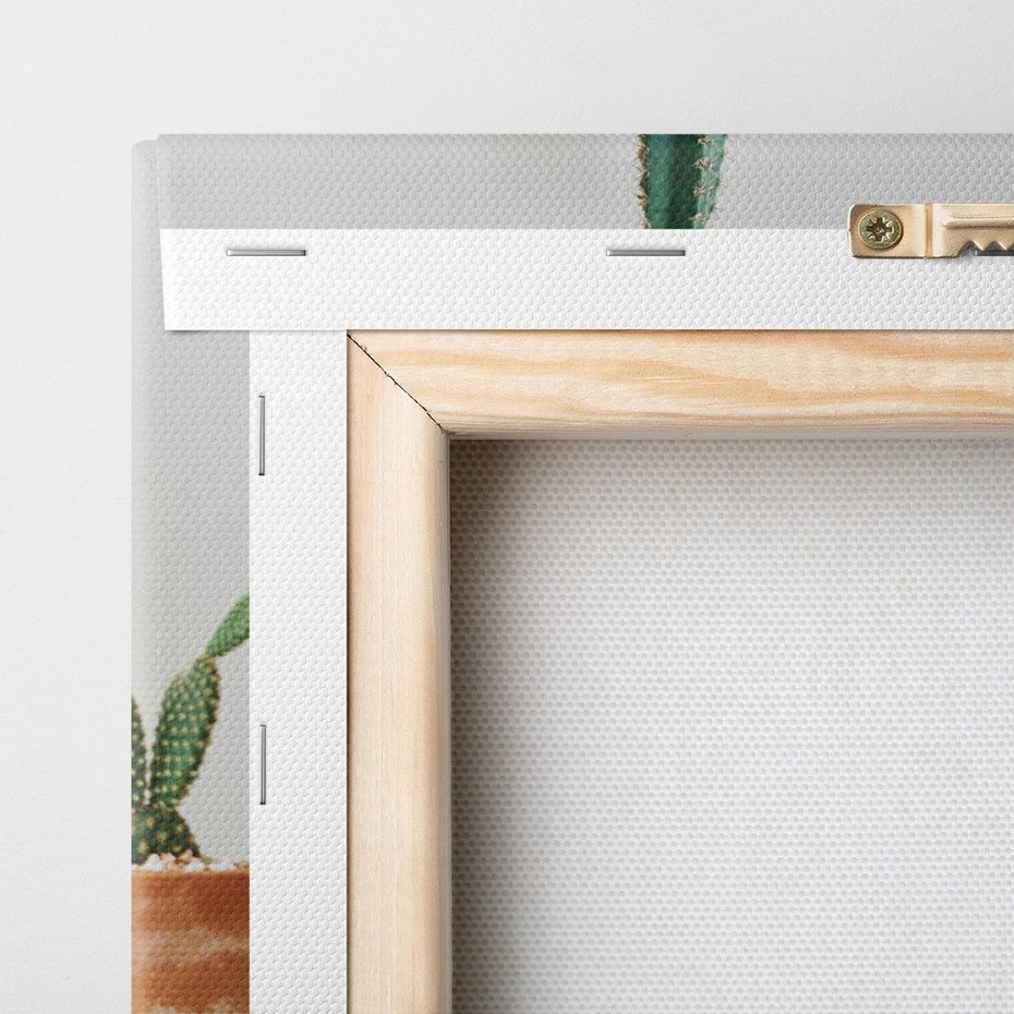 Obraz na płótnie 40x40 - Naturalna Harmonia - kaktusy, liście