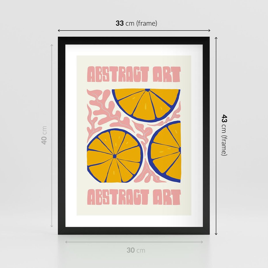 Plakat w ramie 30x40 - Podróżne Wizje - typografia, cytryny - rama czarna