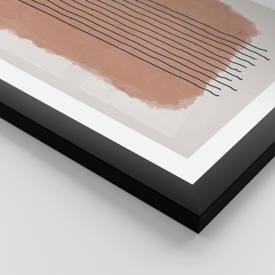 Plakat w ramie 50x70 - Rozmyte Widzenia - abstrakcyjna akwarelowa plama, nieregularne kreski - rama czarna