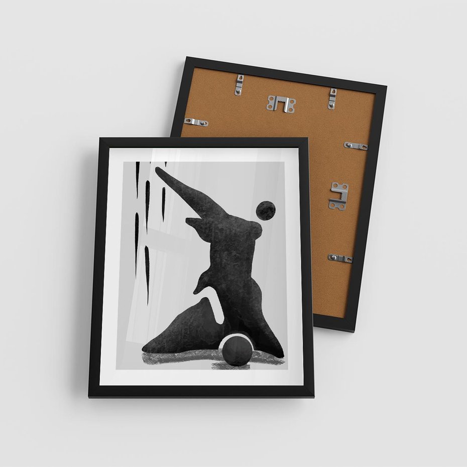 Plakat w ramie 40x50 - Czarno-Biała Grafika Postaci - nowoczesna grafika, plakat - rama czarna