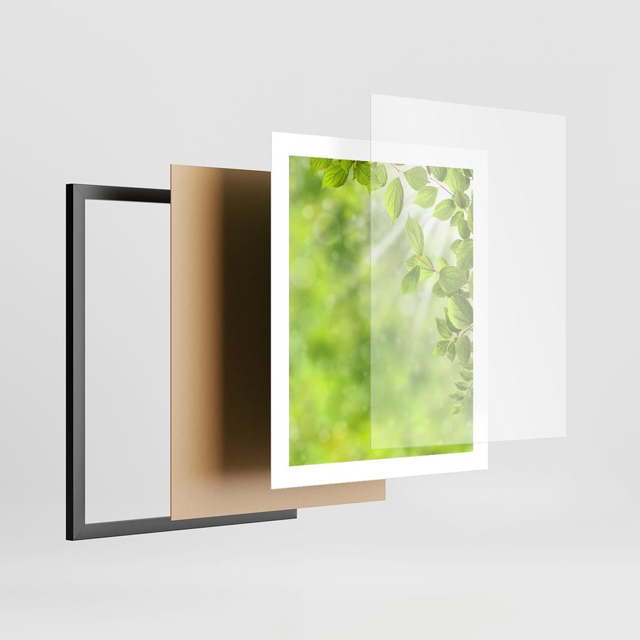 Plakat w ramie 40x50 - Zielone liście natury - liści, zieleń - rama czarna