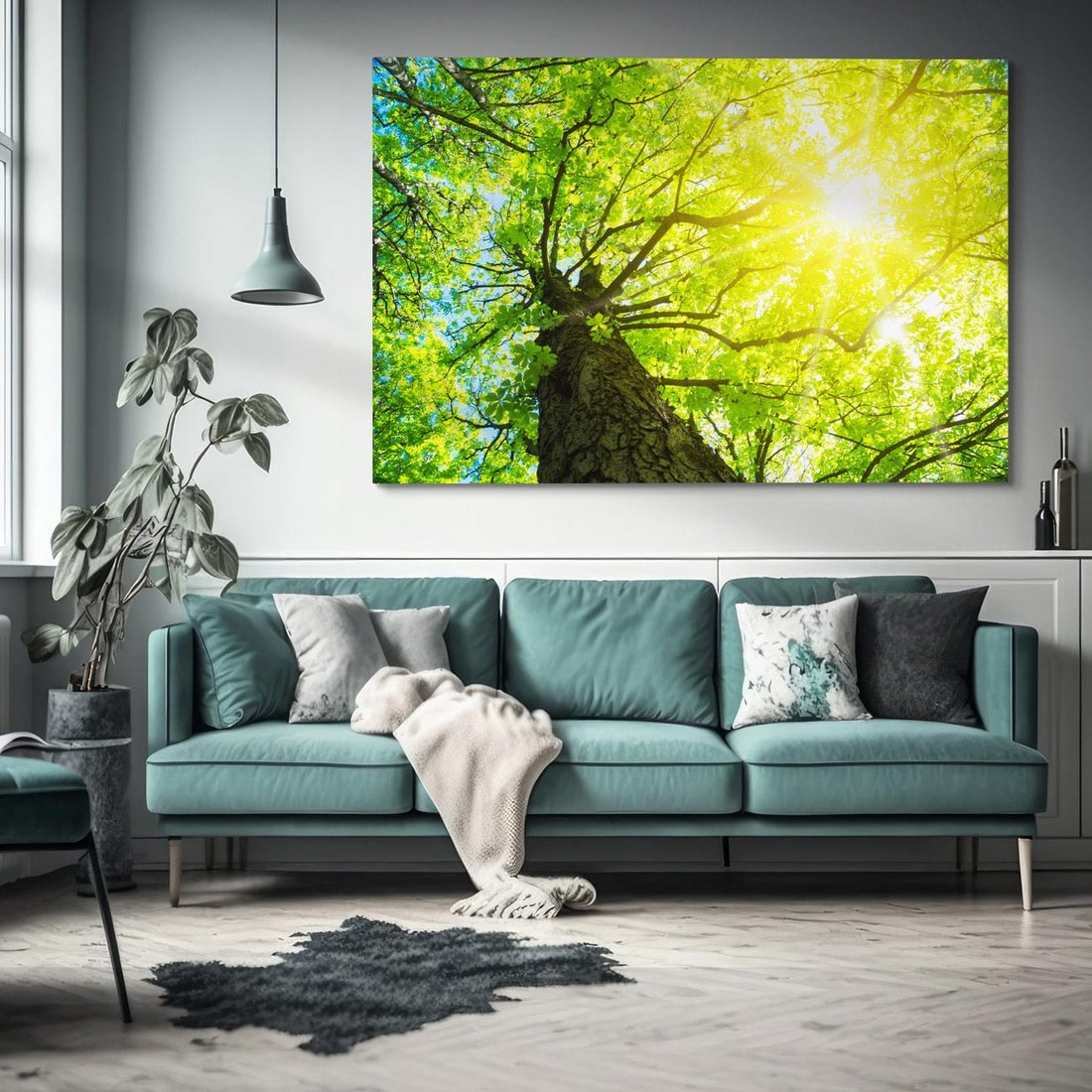 Obraz na płótnie 120x80 - Drzewo pod Słońcem: Łączność z Naturą - drzewo, słońce