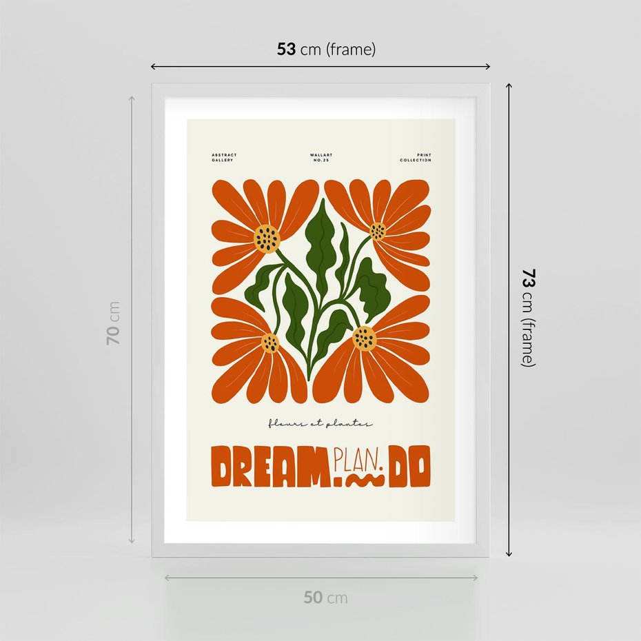 Plakat w ramie 50x70 - Księga Abstrakcji - sztuka nowoczesna, kolorowe kwiaty - rama biała