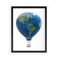 Plakat w ramie 50x70 - Podróżniczy balon nad ziemią - balon, ziemia - rama czarna