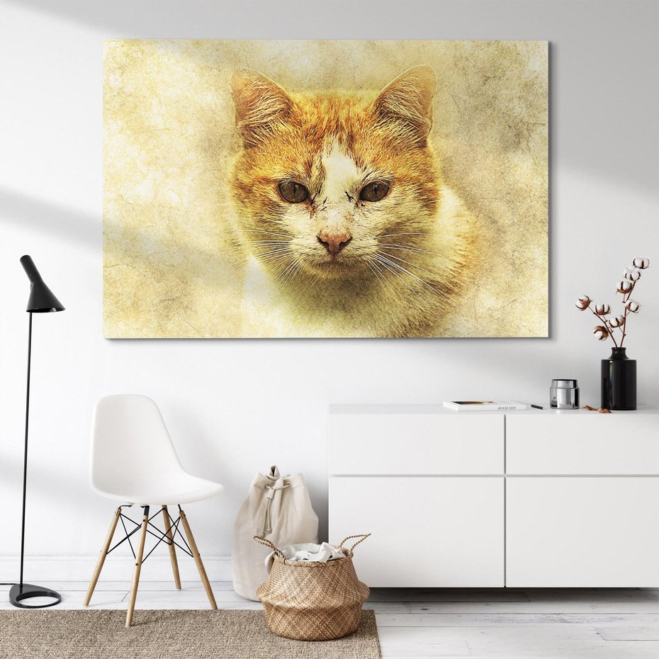 Obraz na płótnie 100x70 - Kot w abstrakcyjnym świecie - kot, sztuka