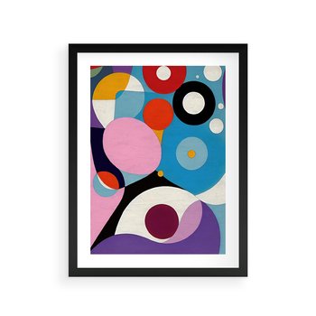 Plakat w ramie 50x70 - Kolorowe Ulotności - abstrakcyjny obraz olejny, żywe kolory - rama czarna