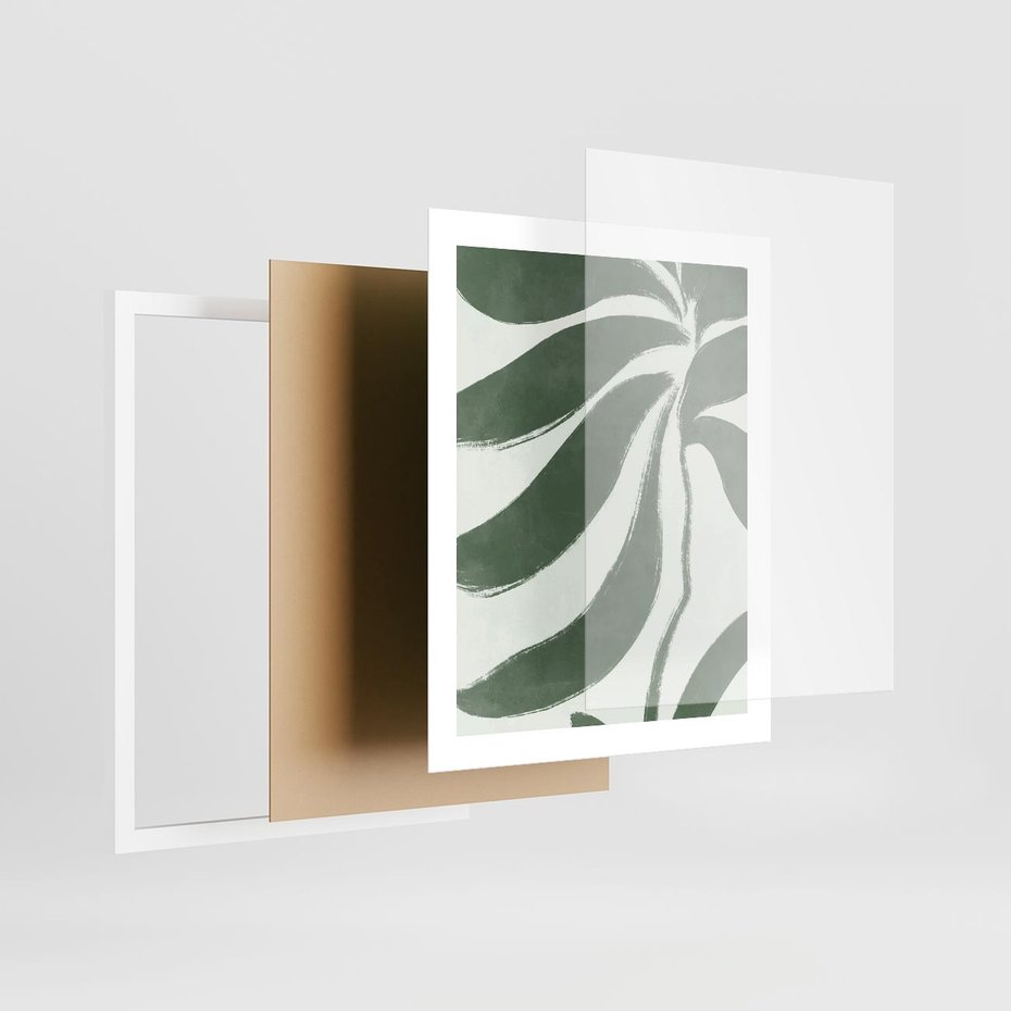 Plakat w ramie 40x50 - Zieleń Wewnętrznego Spokoju - zielony plakat, roślinne inspiracje - rama biała