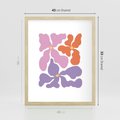Plakat w ramie 40x50 - Bezgraniczne Wibracje - abstrakcyjne kolorowe kwiaty, minimlizm - rama drewno