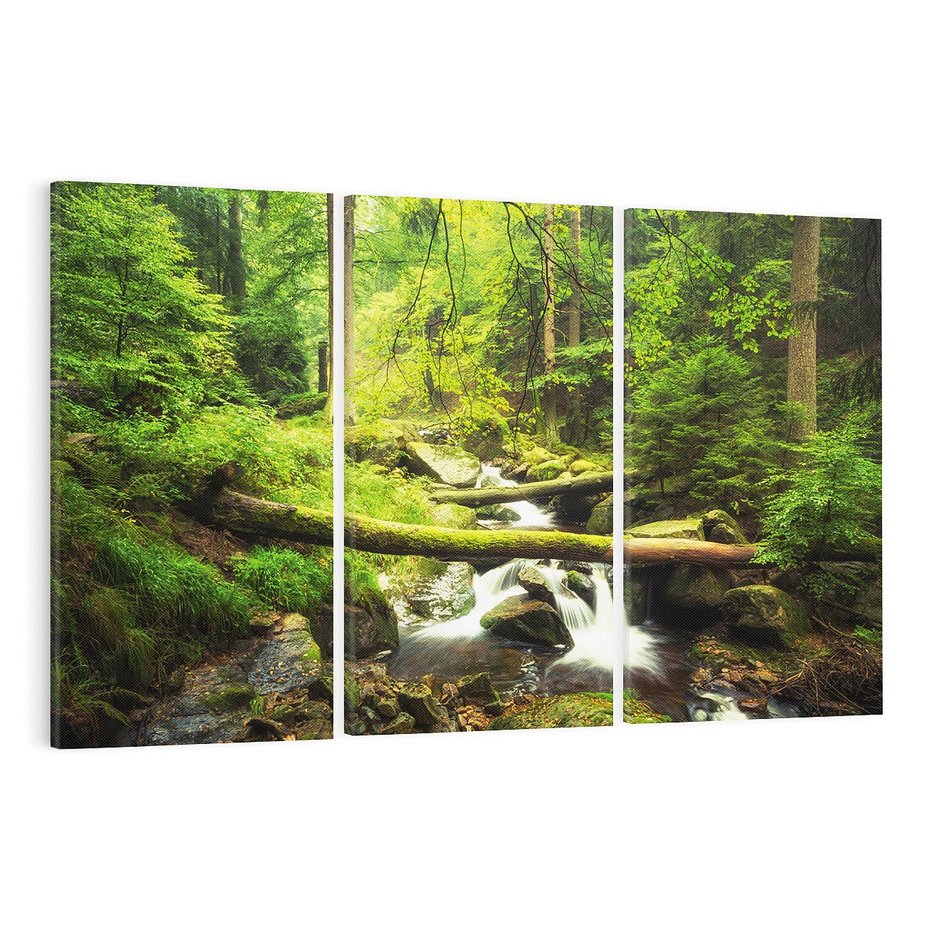 Obraz na płótnie 120x80 - Magiczny Strumień w Lesie - strumień, las