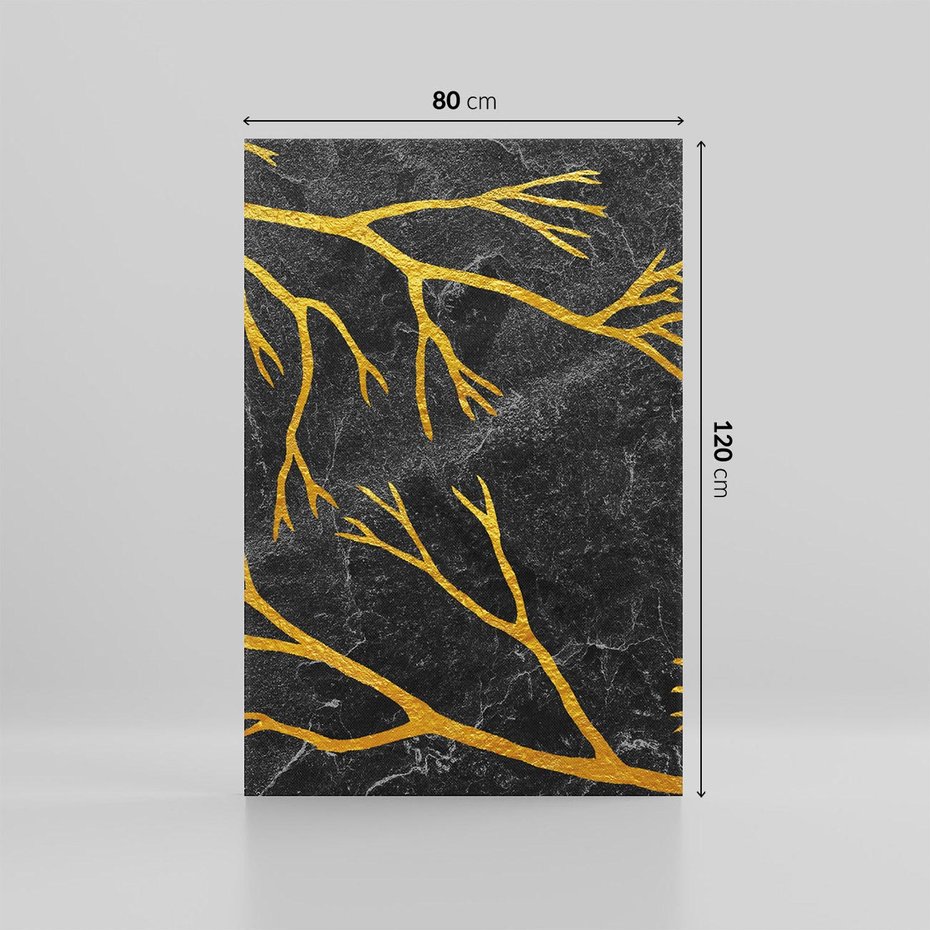 Obraz na płótnie 80x120 - Marmurowe Drzewa Snu - złote gałęzie, drzewa