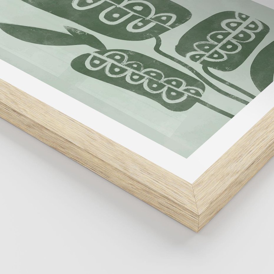 Plakat w ramie 40x50 - Nurtująca Zieleń - abstrakcyjny zielony motyw, skandynawski design - rama drewno