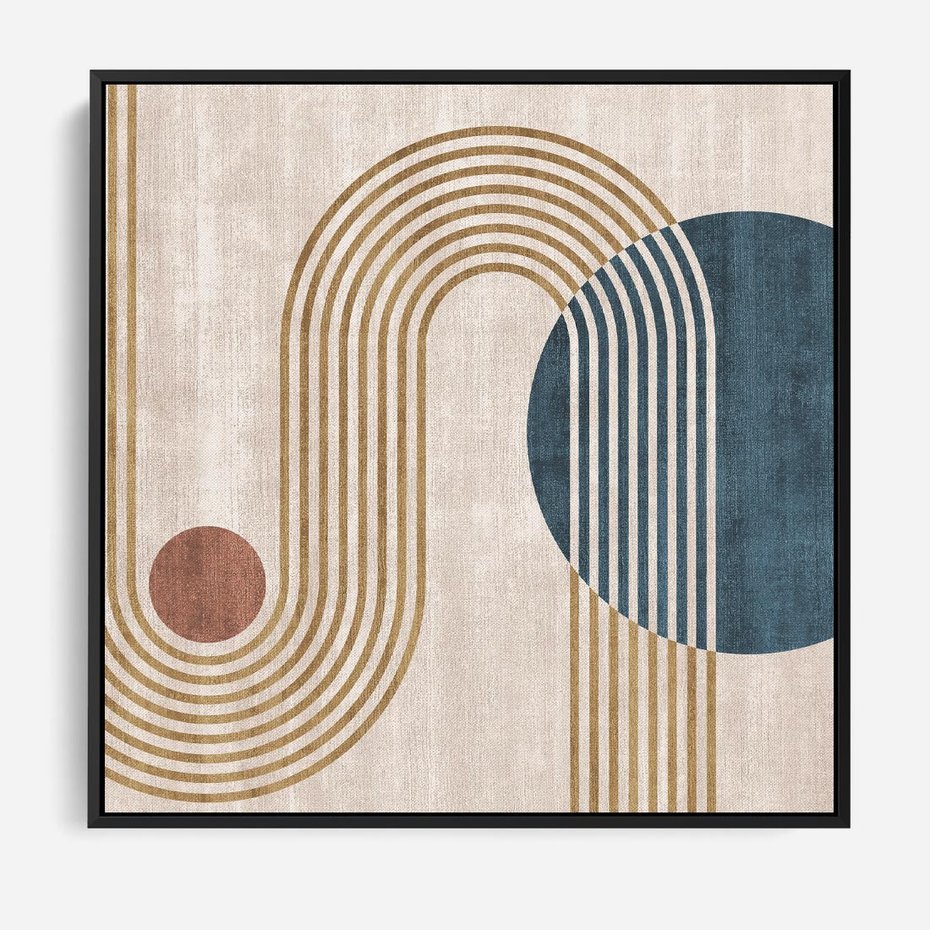 Obraz w ramie 50x50 - Melodia ukrytych snów - retro grafika, styl mid-century - rama czarna