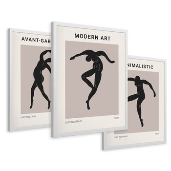Zestaw obrazy w ramie 30x40 galeria - Nowoczesny, sztuka, art, postacie - rama biała