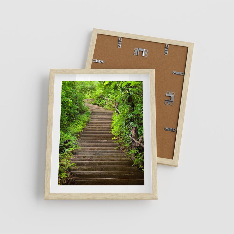 Plakat w ramie 40x50 - Magia Leśnej Ścieżki - ścieżka, w lesie - rama drewno
