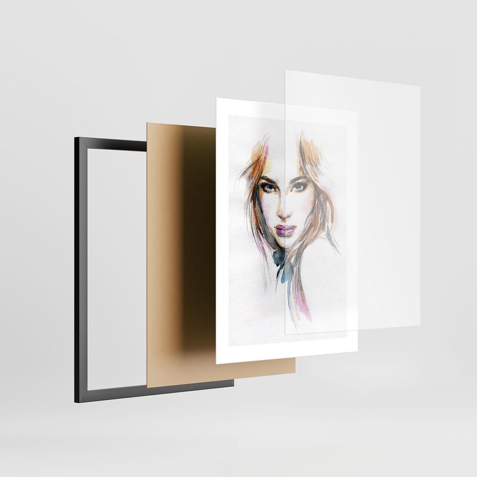 Plakat w ramie 30x40 - Abstrakcyjny portret kobiecy - grafika, kobieta - rama czarna