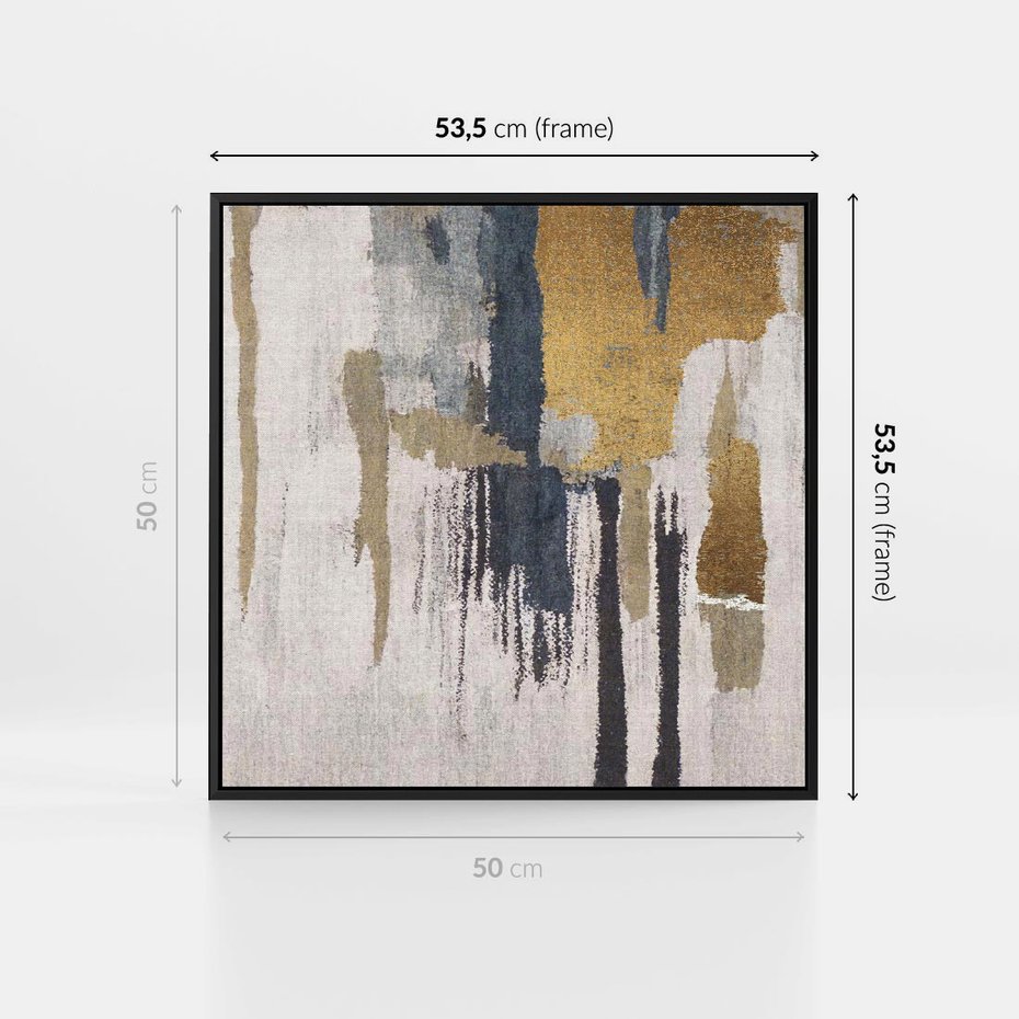 Obraz w ramie 50x50 - Odyseja w świetle i cieniu - abstrakcja, porysowana ściana - rama czarna