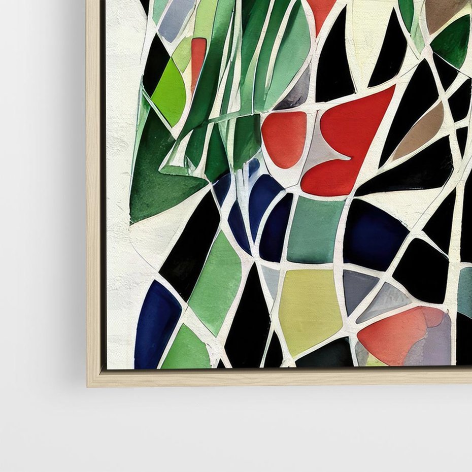 Obraz w ramie 80x80 - Taniec Plam i Kształtów - abstrakcyjny akwarelowy obraz, plamy - rama drewno