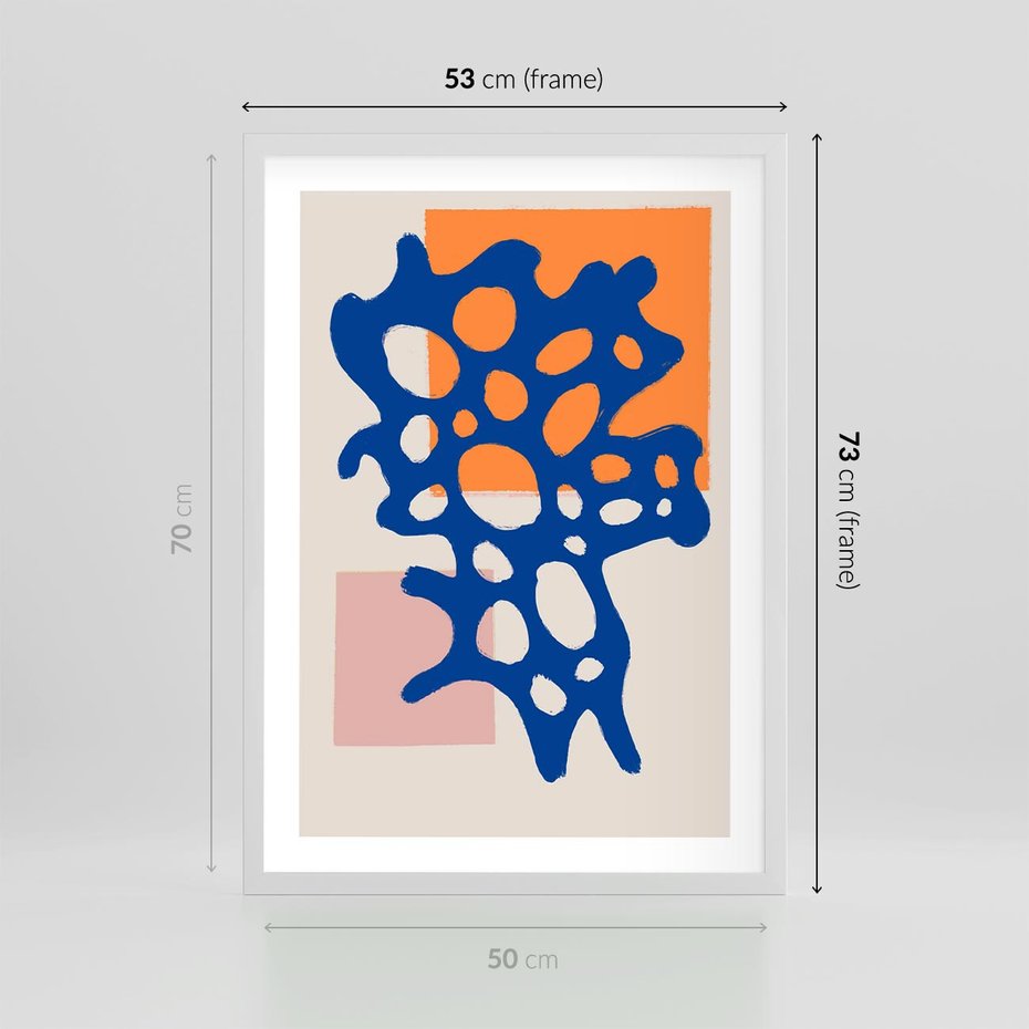 Plakat w ramie 50x70 - Delikatne Plamiste Refleksje - abstrakcja, nowoczesny plakat - rama biała