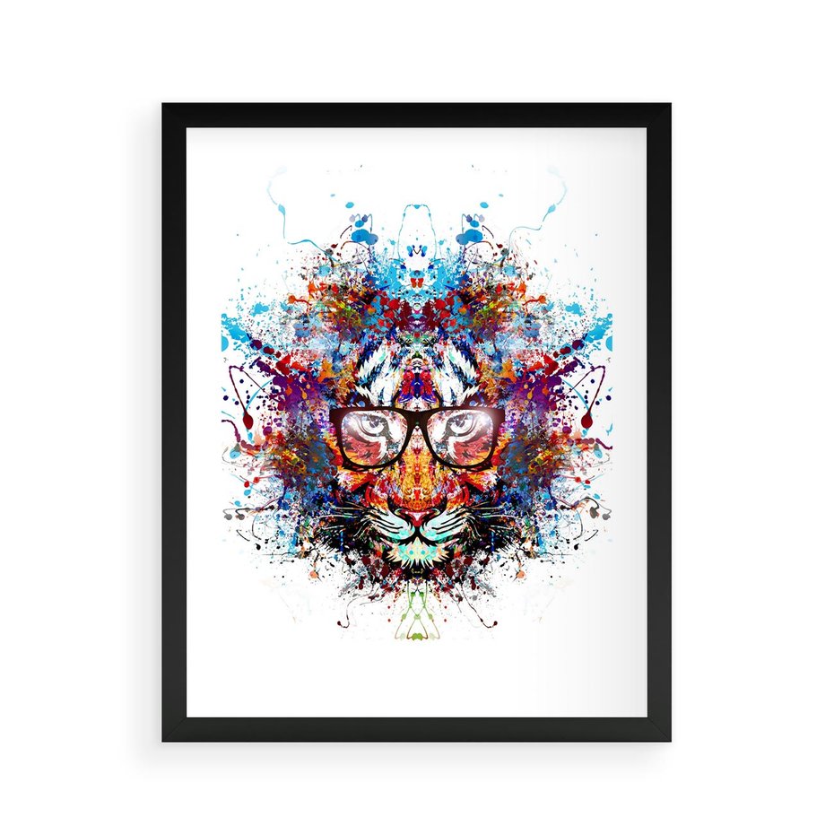 Plakat w ramie 40x50 - Tygrys w graficznej oprawie - tygrys, grafika - rama czarna