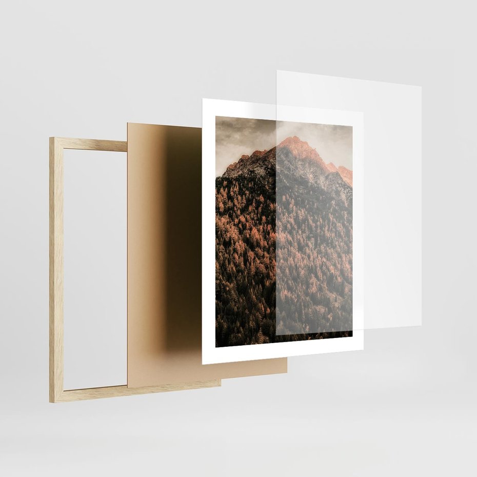 Plakat w ramie 40x50 - Jesienna Godzina w Górach - góry, las w górach - rama drewno