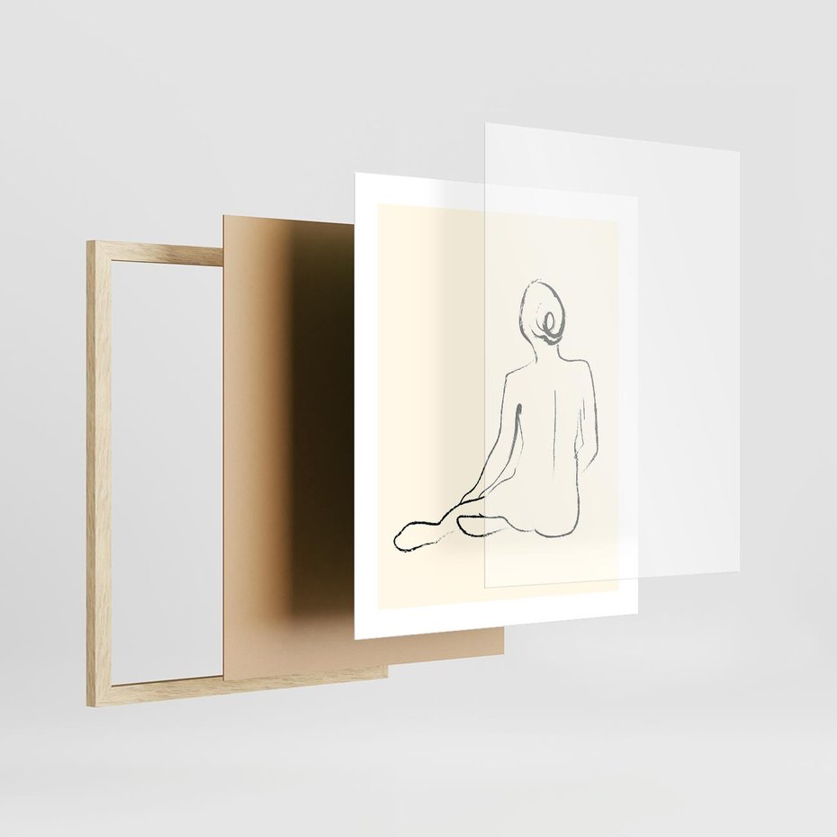 Plakat w ramie 40x50 - Akt w Minimalizmie - kobieta akt, minimalizm - rama drewno
