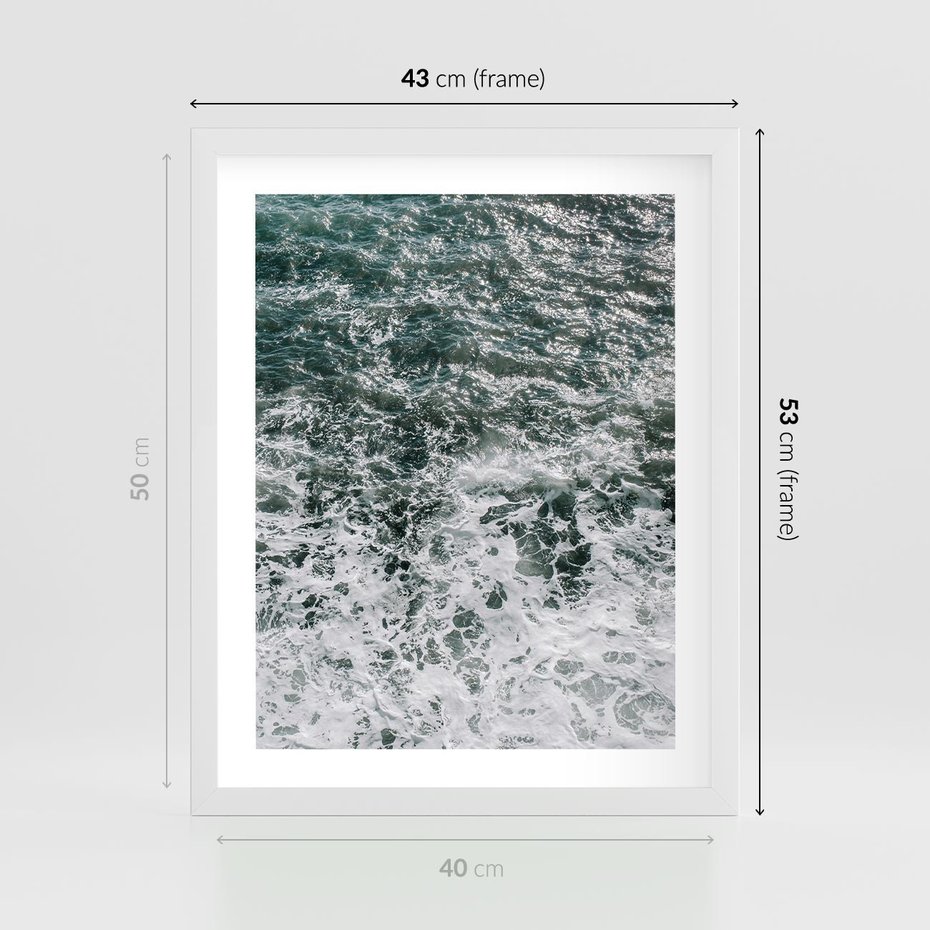 Plakat w ramie 40x50 - Sztormowa Przygoda - morze, ocean - rama biała