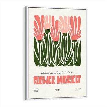 Obraz w ramie 50x70 - Symfonia Kolorowych Kształtów - nowoczesna grafika, kwiatowa kompozycja - rama biała