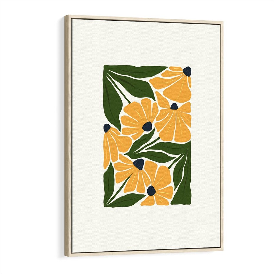 Obraz w ramie 80x120 - Świetliste Kwiaty Natury - kwiaty, nowoczesna grafika - rama drewno