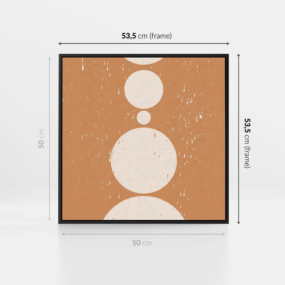 Obraz w ramie 50x50 - Podróżne Echa - mid century styl, nowoczesna grafika - rama czarna