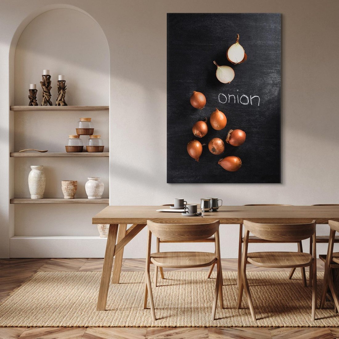 Obraz na płótnie 50x70 - Aromatyczne Inspiracje - cebula, kuchnia