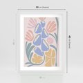 Plakat w ramie 30x40 - Minimalistycznie i Pastelowo - pastelowe kwiaty, na beżowym tle - rama biała