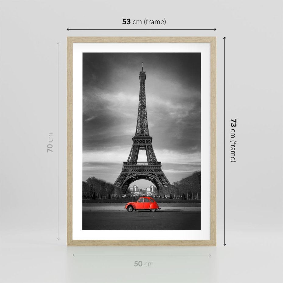 Plakat w ramie 50x70 - Elegancja Wieży - wieża, Eiffla - rama drewno