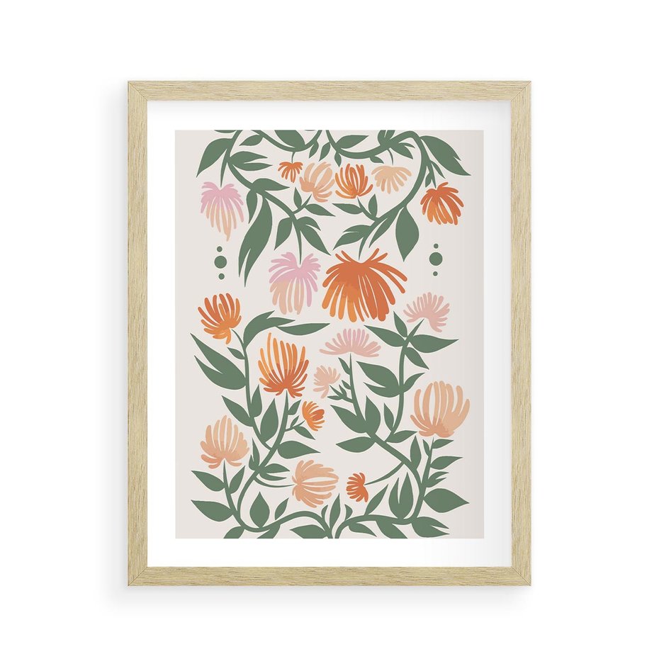 Plakat w ramie 40x50 - Kwiatowe Odbicia - kwiaty polne, plakat - rama drewno