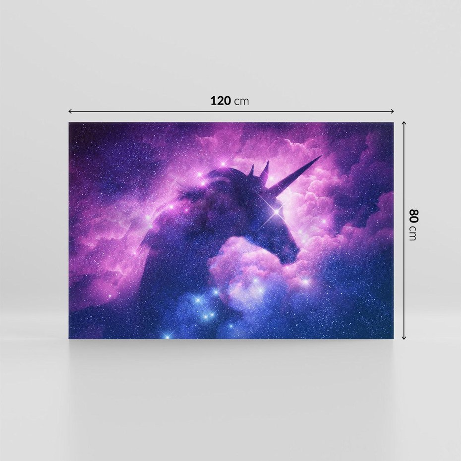 Obraz na płótnie 120x80 - Mityczna podróż - kosmos, jednorożec
