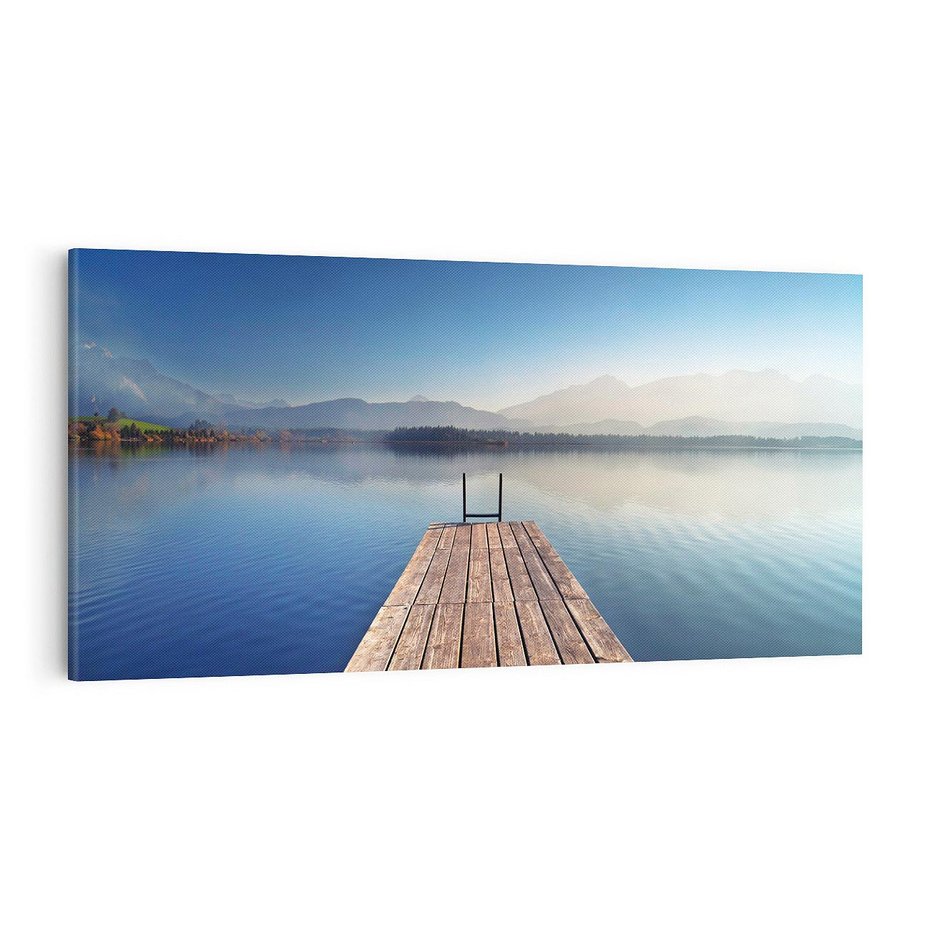 Obraz na płótnie 100x50 - Alpy: jezioro i malownicze molo - Alpy, jezioro