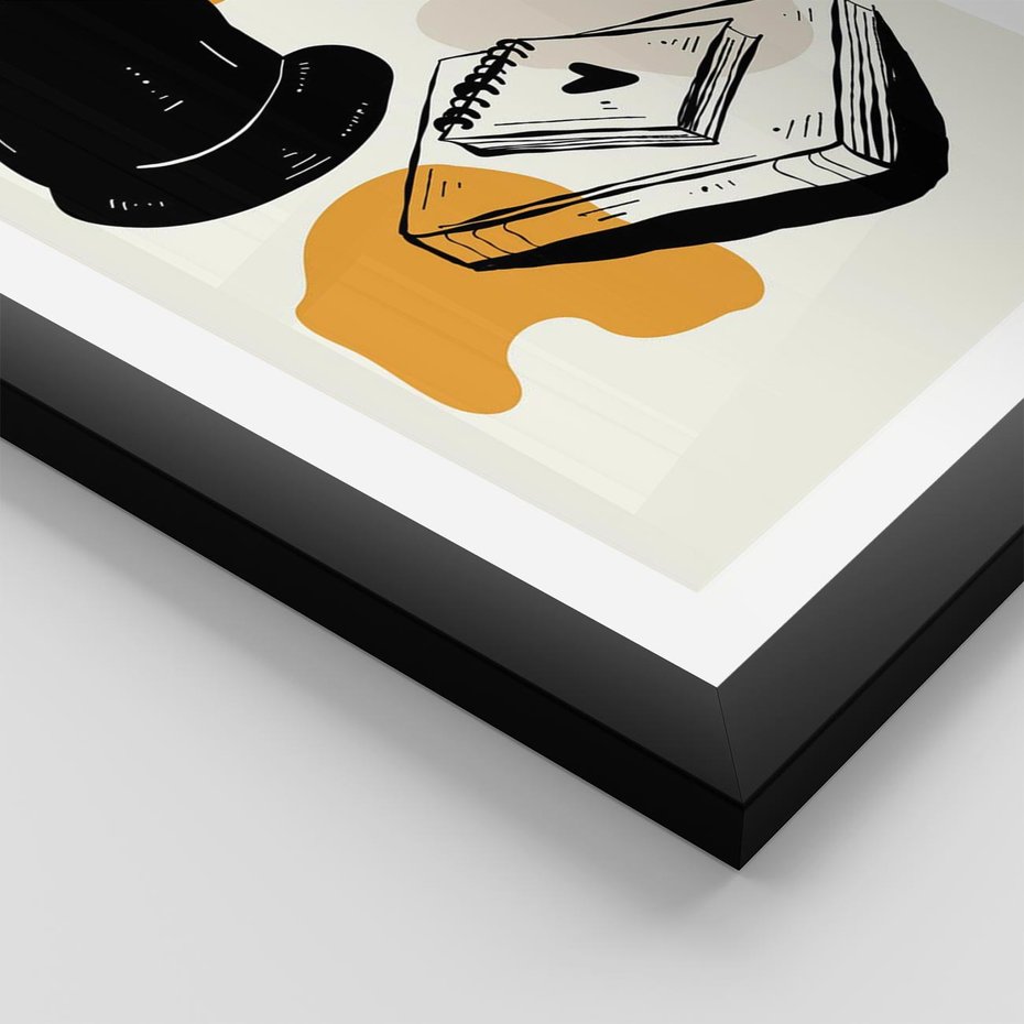 Plakat w ramie 40x50 - Nowoczesny Kot - grafika, kot - rama czarna