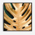 Obraz w ramie 50x50 - Piękno i Styl - złote, liście - rama czarna