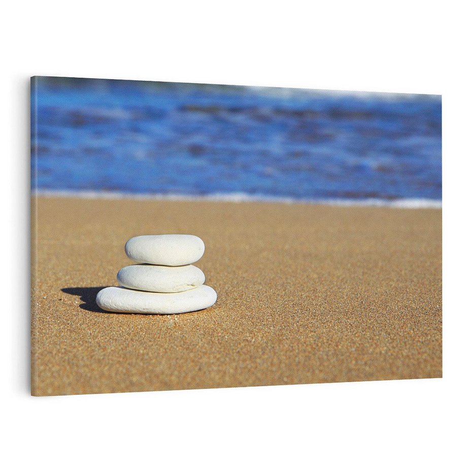 Obraz na płótnie 120x80 - Kamienie na plaży nad morzem - kamienie, plaża