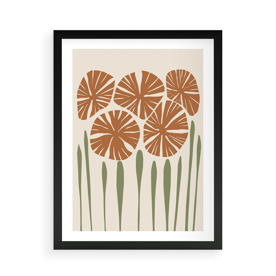 Plakat w ramie 50x70 - Akwarelowe Echa Przyrody - kwiaty, nowoczesny plakat - rama czarna