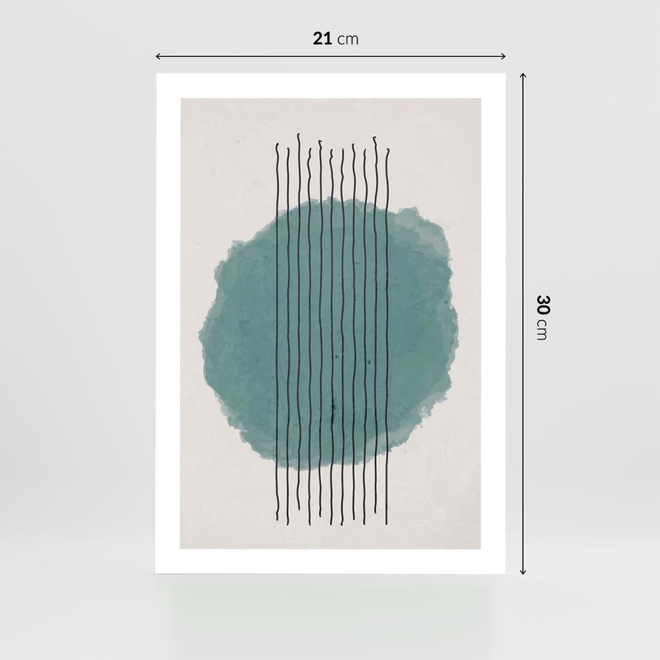 Plakat bez ramy 21x30 - Podróżne Inspiracje - abstrakcyjna akwarelowa plama, nieregularne kreski