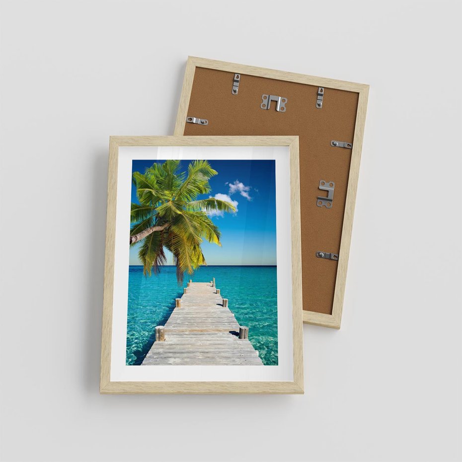 Plakat w ramie 30x40 - Hawajskie Palmy - palma, morze - rama drewno