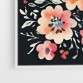 Obraz w ramie 70x50 - Labirynty melancholii - akwarelowe, pastelowe kwiaty na czarnym tle - rama biała
