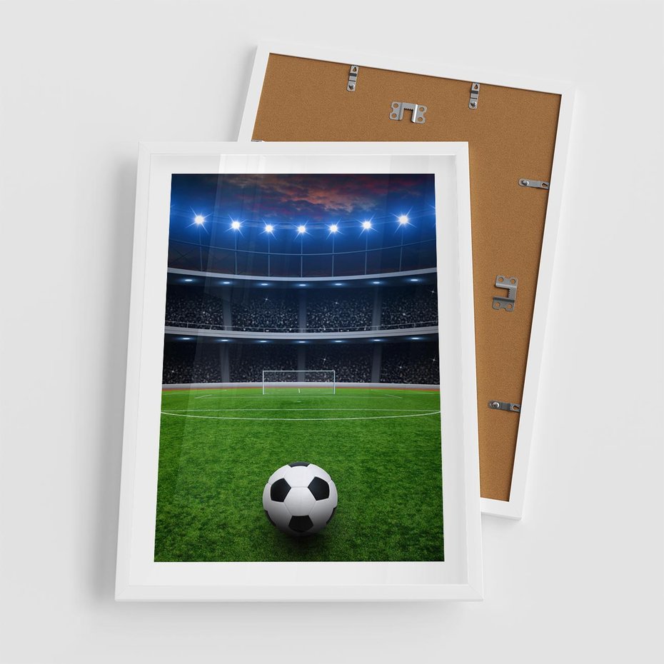 Plakat w ramie 50x70 - Piłka nożna - gol! - piłka nożna, gol - rama biała