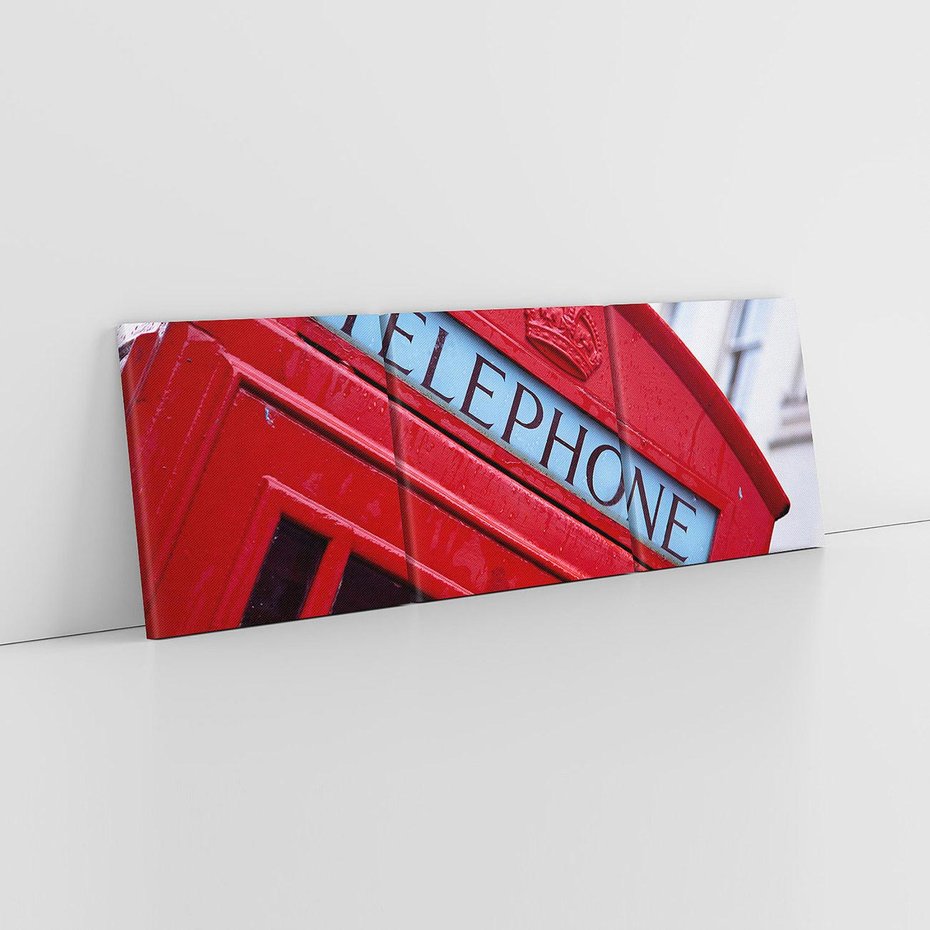 Obraz na płótnie 90x30 - Budka Telefoniczna Londyn - Ikona Brytyjskiego Stylu - budka, telefoniczna