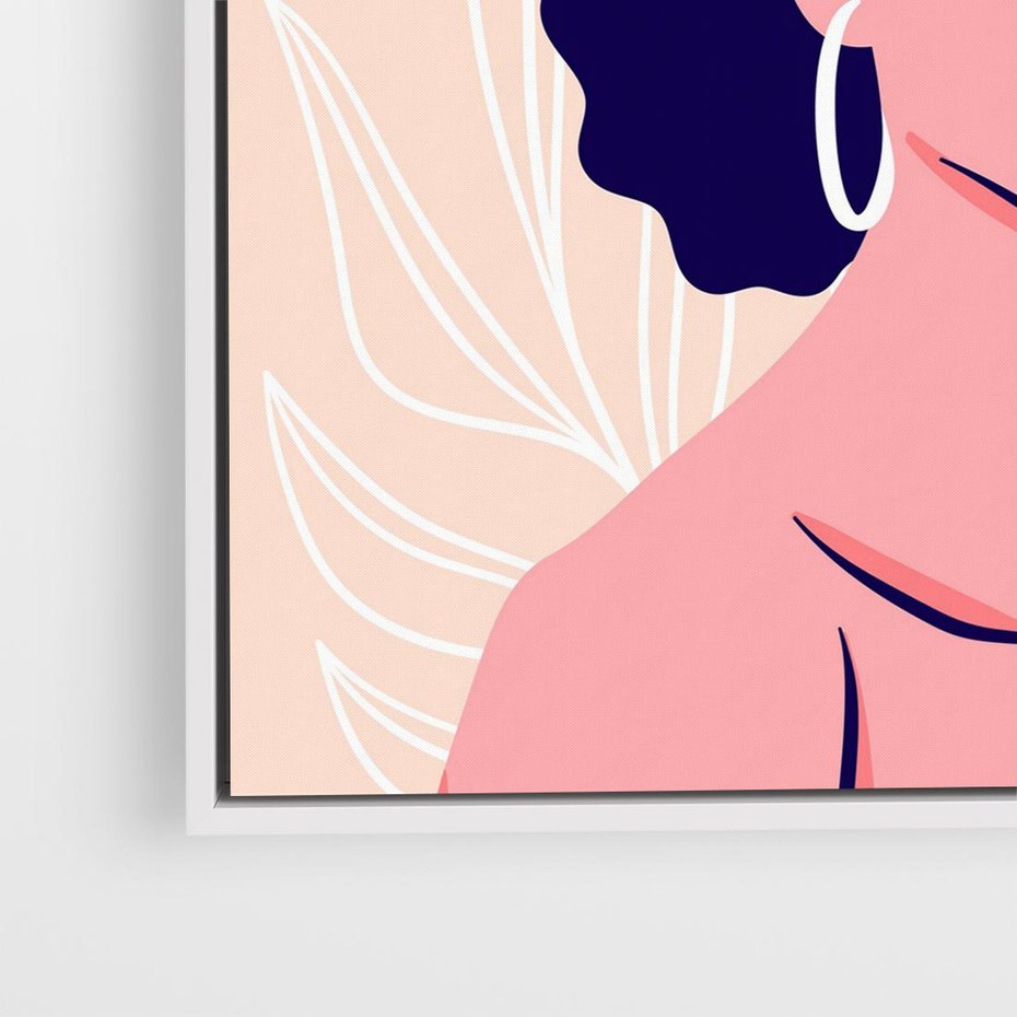 Obraz w ramie 50x50 - Kobiecy Kształt Świata - nowoczesny plakat, styl retro - rama biała