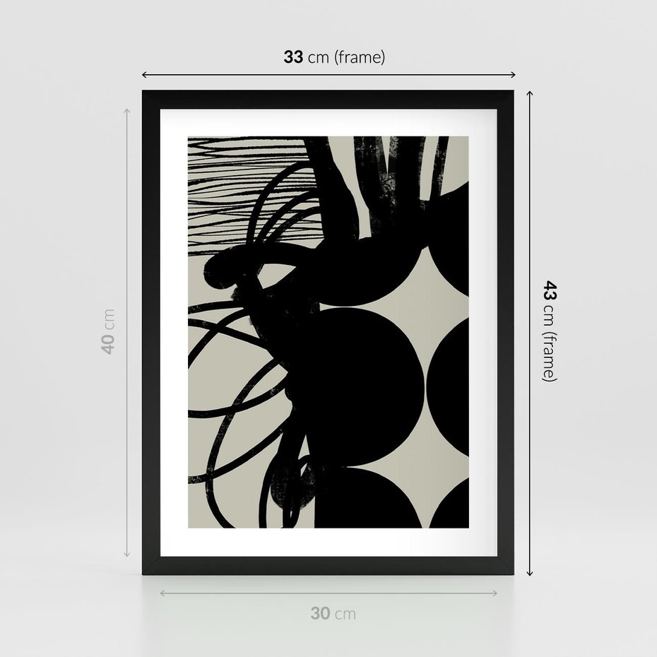 Plakat w ramie 30x40 - Modernistyczne Refleksje - abstrakcja, mroczny klimat - rama czarna