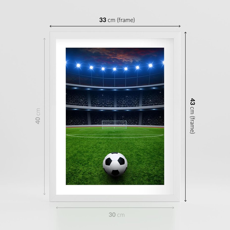 Plakat w ramie 30x40 - Piłka nożna - gol! - piłka nożna, gol - rama biała
