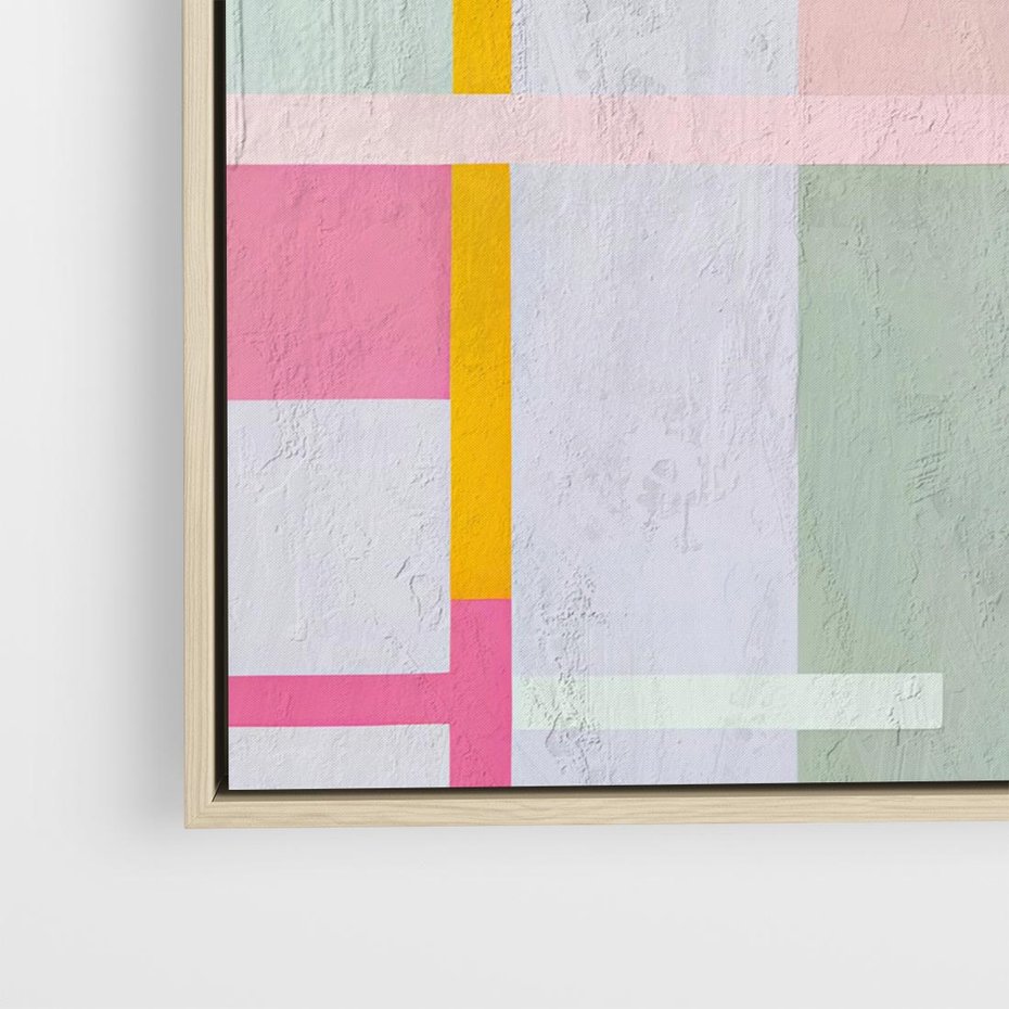 Obraz w ramie 80x80 - Rozbijające Granice Wyobraźni - abstrakcyjne geometryczne kształty, olejny obraz - rama drewno