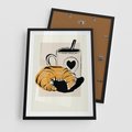 Plakat w ramie 50x70 - Śniadanie z Croissantem - grafika, croisant - rama czarna